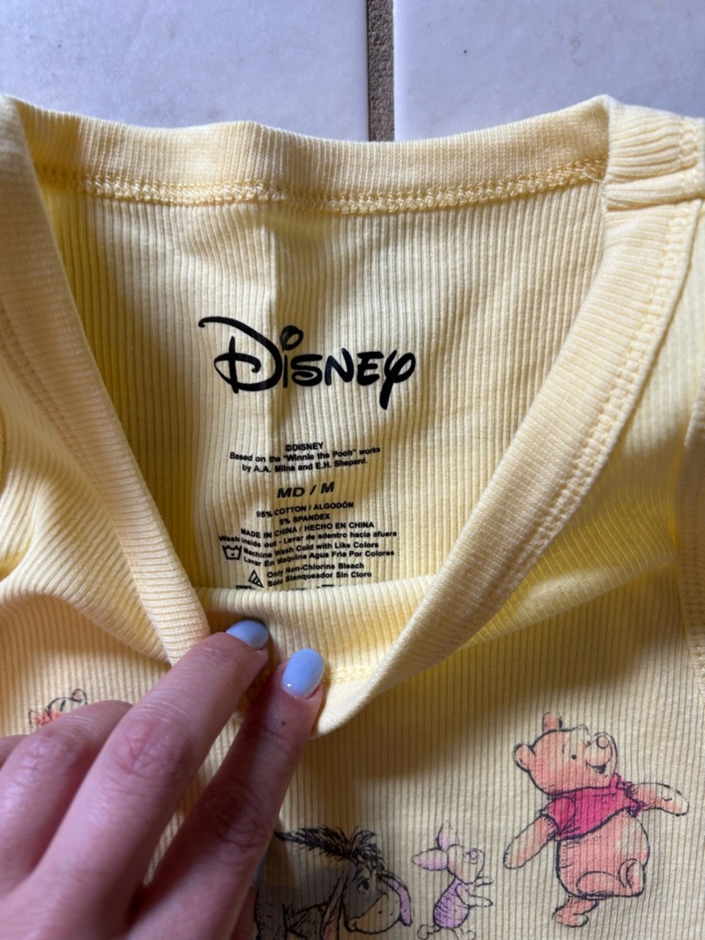 Disney Yellow Ribbed Winnie the Pooh Tank Top and Character Shorts Set - Picture 3 of 4